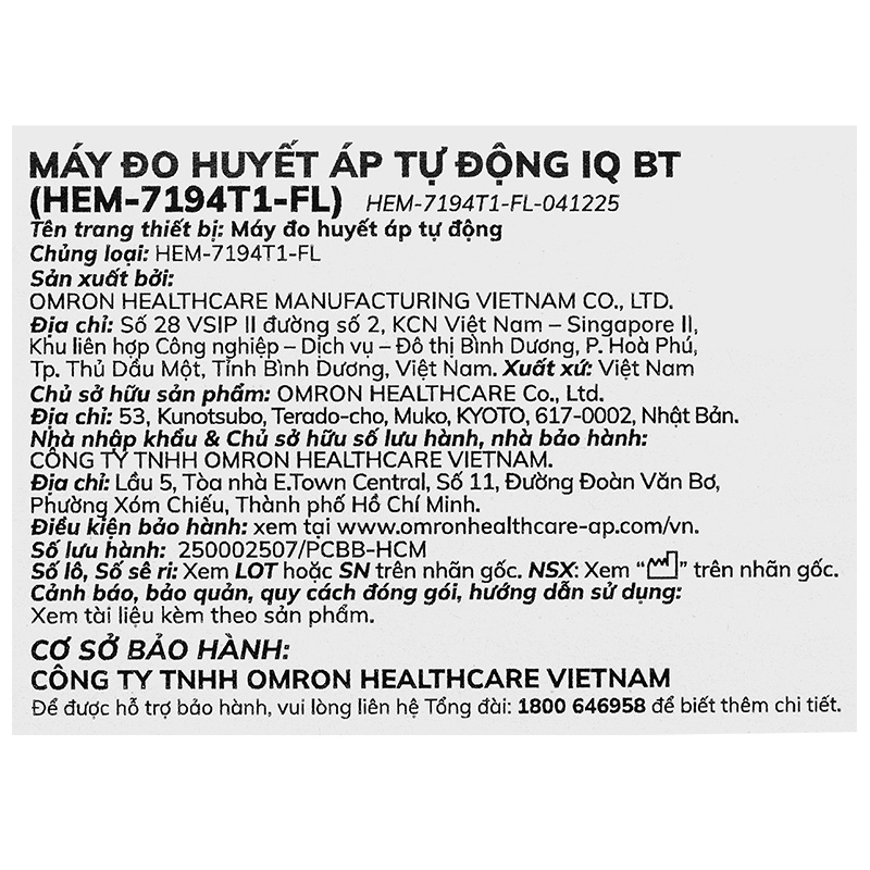 Máy đo huyết áp bắp tay Iq Bt Omron HEM-7194T1-FL - 17